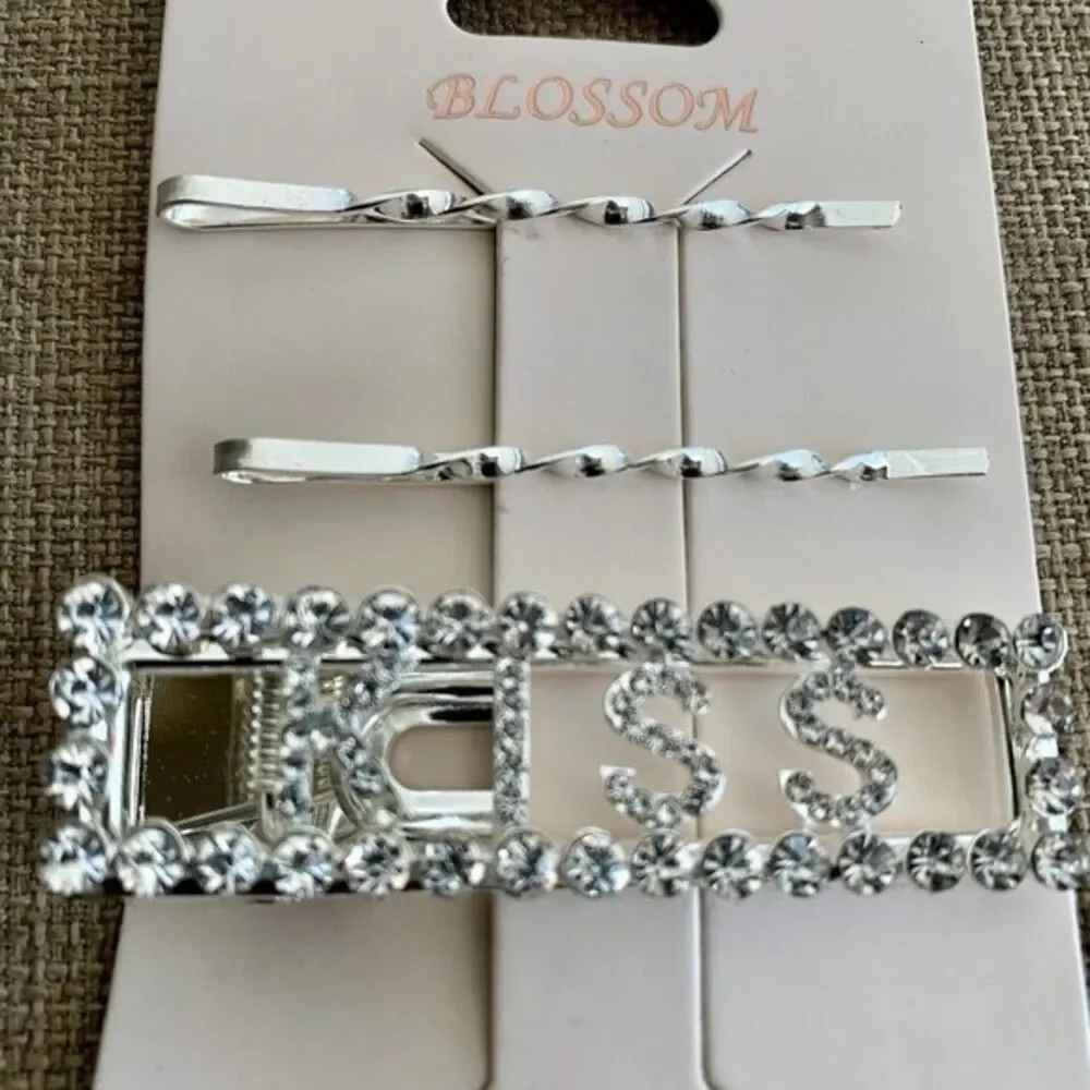 Hair clips fashion pins Rhinestone Silver Deco Hair Clips 